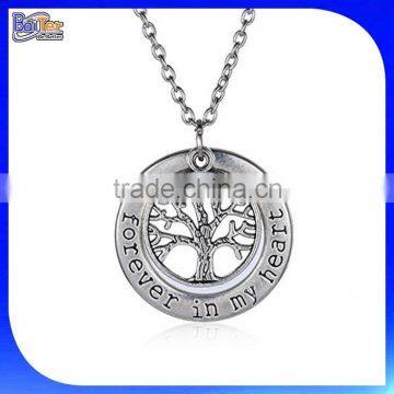 Custom 925 Sterling Silver Black Text Engraved Tree Of Life Silver Pendant Wholesale