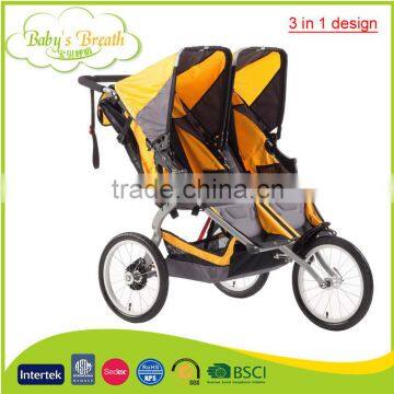 BS-44B european 3 in 1 design softtextile china double baby stroller baby pram manufacturer                        
                                                Quality Choice