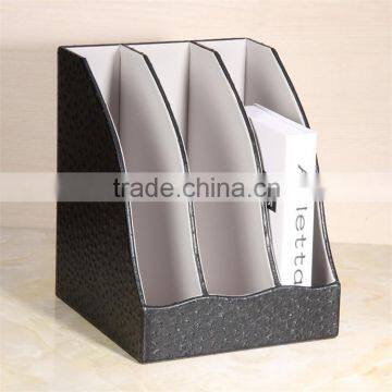 Special Offer Desktop Leather File Holder High-grade Commercial Office Information Creative Three Column File Frame photo-3