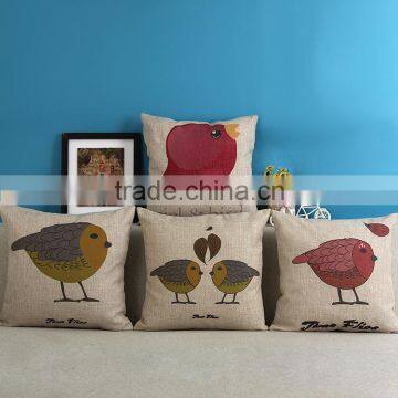 Linen Blend Pillow Case Cushion Cover Square Multi-coloured Chicken Print