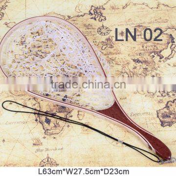 Wooden frame rubber fishing landing net