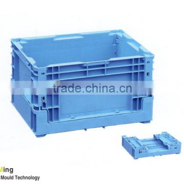 Folding plastic tote box for storage