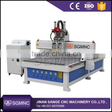 Cabinet door cutting carving machine two spindle wood cnc router