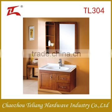 Oak Furniture Single Basin Sink High Gloss Wooden Washroom Furniture Bathroom Cabinet Vanity