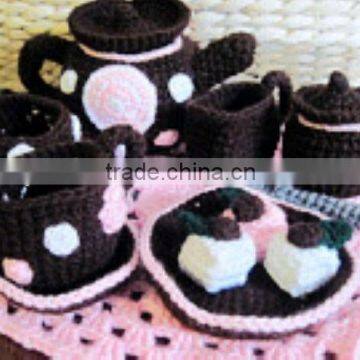 handmade crochet tea set for decorating