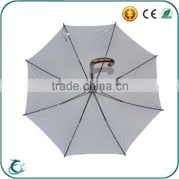 25 Inch 8 Panels Wood Shaft Windproof Staight Gray Rain Umbrella photo-6
