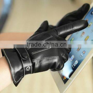 mens smart phone leather gloves with touch screen