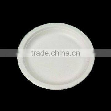 7" wide rim printable biodegradable disposable paper pulp bagasse plate