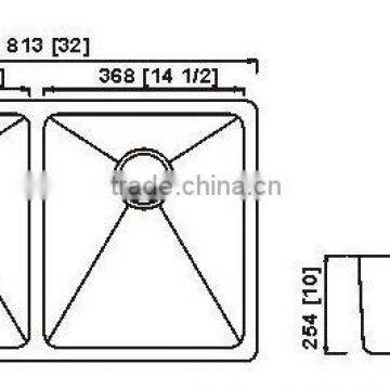 Small radius under-mount kitchen sinks stainless steel water tank