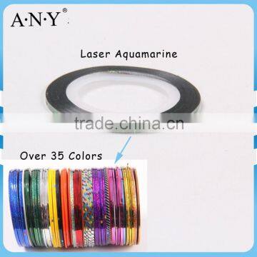 ANY Nail Beauty Curing Decorative Sticker Laser Aquamarine 24M Nail Striping Tape