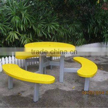 Superior quality waterproof outdoor garden metal round table benches/picnic table set