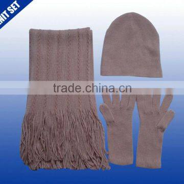 Plain color branded logo wholesales winter hat gloves and scarves