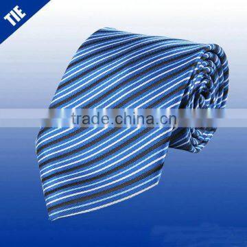 Woven striped 100% polyester microfiber tie