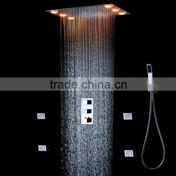 Led Rain Shower Head Square Shower Massage Jets Remote Color Changing Bath Accessories Stainless Steel Rainfall Head Shower photo-3