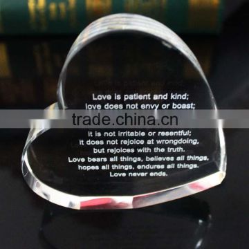 love themed heart shaped crystal hot sale paperweight