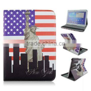 US UK Flag, The Statue of Liberty Retro printing leather case, 360 degree rotation stand for Samsung T530