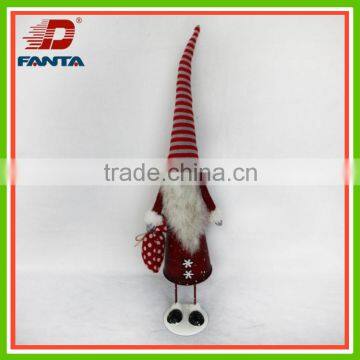 Animated cutie metal santa with cloth hat for Christmas ornament