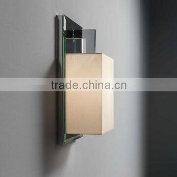 0814-5 Polished Chrome Reflector Bevelled Mirror Shade White Cotton Wall Light for Hotel Corridors Aisle Wall photo-3