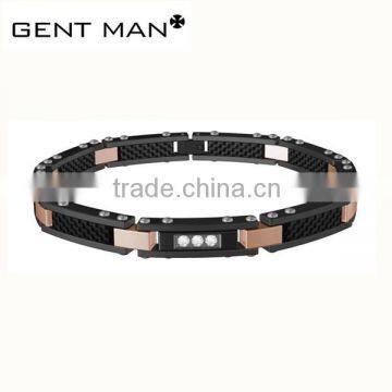 Rose gold Black carbon fiber health bracelet in 316L stainless steel bracelet bangle jewelry