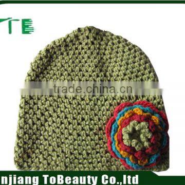 Girls corchet handmade beanie with flower