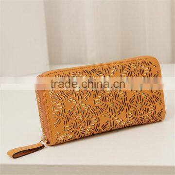 Long Style Western Coin Purse Card Holders Fashion Women Hollow Out Leather Wallet photo-6