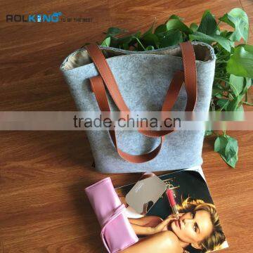 Felt Tote Bag For Laptop Grey And Yellow Or Customied Made In China 2016