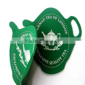 new creative teapot shape soft pvc coaster holder for beer promotion