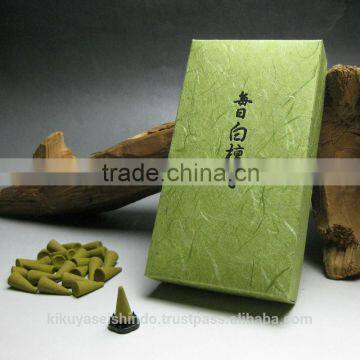 Japanese cone incense, Mainichi Byakudan Ko (Sandalwood), Economical Pack (24 cones), Nippon Kodo