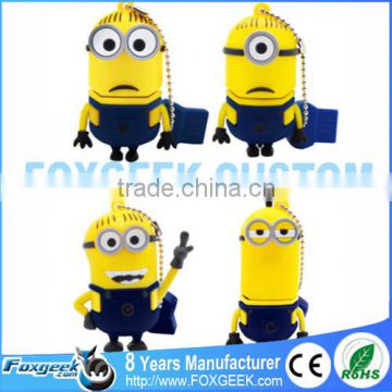 Wholesale Minions Popular Cartoon Character Minions USB Memory Stick,Custom USB Flash Drive Free Logo Printing Mock Up