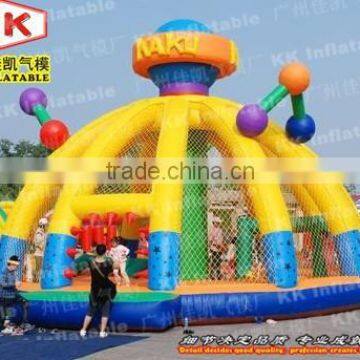 Commercial Inflatable Bounce House Yellow Design Inflatable Fun City For Kids Outdoor Game