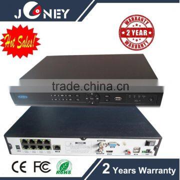 8 channel POE NVR realtime recording & playback cctv nvr support 1 HDD,8 POE inputs