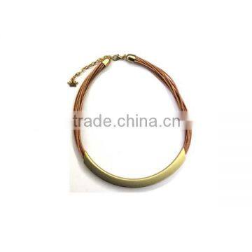 2014 Fashion brass tube necklace in matt gold