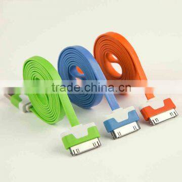 Noodle flat usb data charger cable for iphone 4