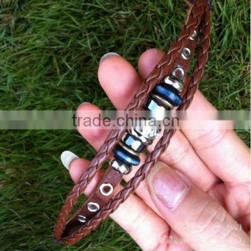 cow hide punk style braided bracelets for sale 2015