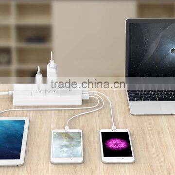 Bluk ODM OEM 4 Outlet 5 Port USB Power Strip ETL CETL Certictication Socket smart fuse extension cord with switch