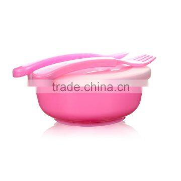 BPA Free plastic pp baby bowl with fork&spoon for infant feeding set