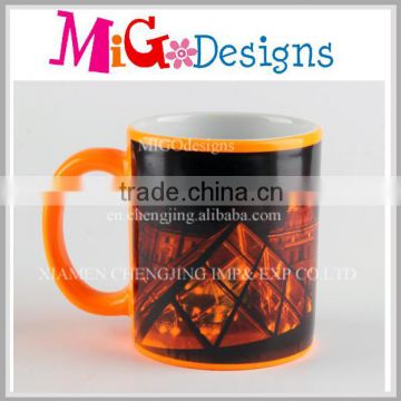 Exquisite Colorized Ceramic Coffee Cup With Big Handle Custom Made