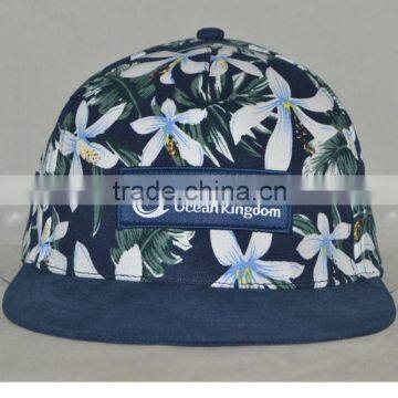 Professional custom 6 panel hat flowers cloth add front logo embroidery 58 cm size