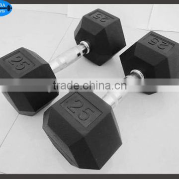 Black Rubber Coated Hex Dumbbells