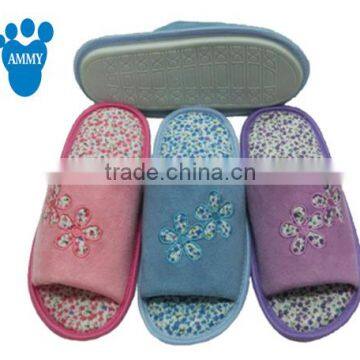 Ladies indoor animal slipper 2015 new designs OEM terry open side stitching slippers winter high quality warm slippers