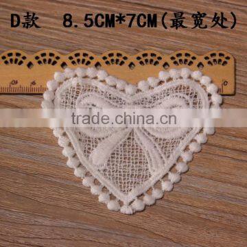 Embroidered cotton heart shaped lace collar