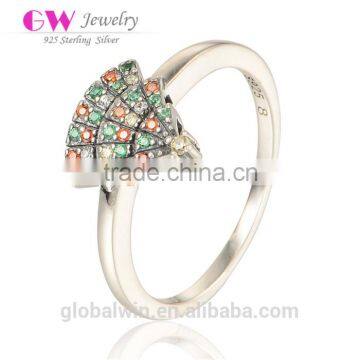 925 Sterling Silver Color Zircon Stone Top Designs Ring For Girl