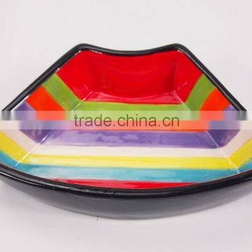 Colorful Lazy Susan Ceramic Snack Tray Bowl Plate Set