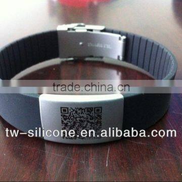 Stainless Steel Silicone ID Bracelet Silicone Metal Bracelet