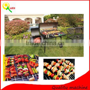 Smokeless Charcoal bbq grill with smoker stack trolley Barbecue factory