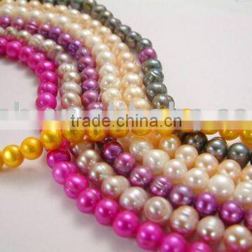 DYE COLORFUL cultured circled freshwater pearl strand