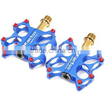 2pcs Kactus KTPD - 07 Bike MTB Cycling Pedals Gold-plating Titanium Spindle Footrest Flat CNC 3 Bearings Ultralight Pedals photo-3