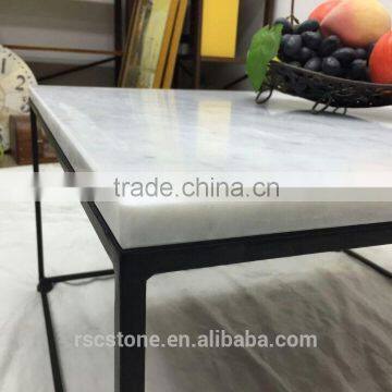 Cheap Modern Carrara White Marble Top Black Steel Coffee Table photo-3