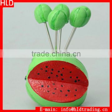 Factory Wholesale Stainless Steel Watermelon Shaped Fruit Forks with Holder