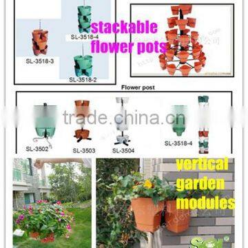 Stackable Plastic Flower Pots Plastic Pottery Corner Planter Vertical Garden Modules photo-2